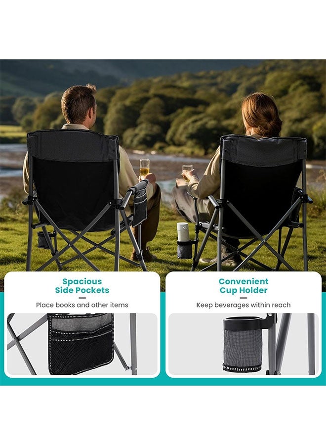 Aurlar Heavy Duty Folding Camping Chair Portable Outdoor Chair with Cup Holder and Storage Pocket, Collapsible Beach and Lawn Chair Supports Up to 150kg for Camping Fishing Hiking and Travel - Image 2